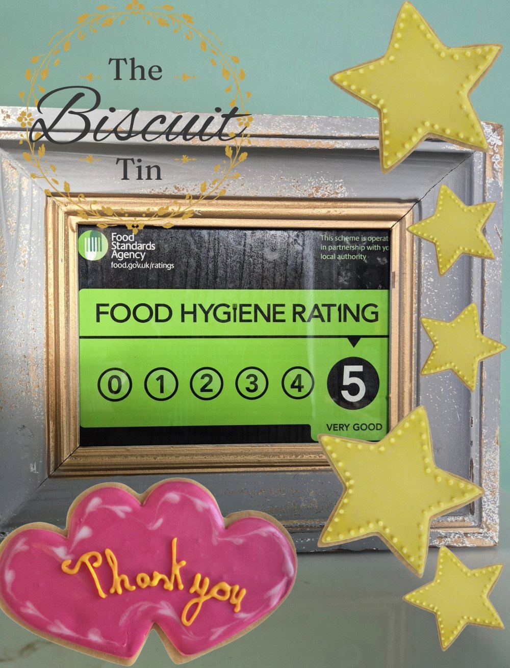 The Biscuit Tin — Food Standards Agency 5-star (Very Good) Food Hygiene Rating certificate